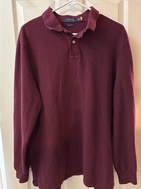 Polo by Ralph Lauren Long-Sleeve Polo in Deep Burgundy